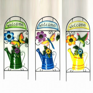 Metal Garden Decoration Watering W. W. &quot;Welcome&quot; Fence Craft